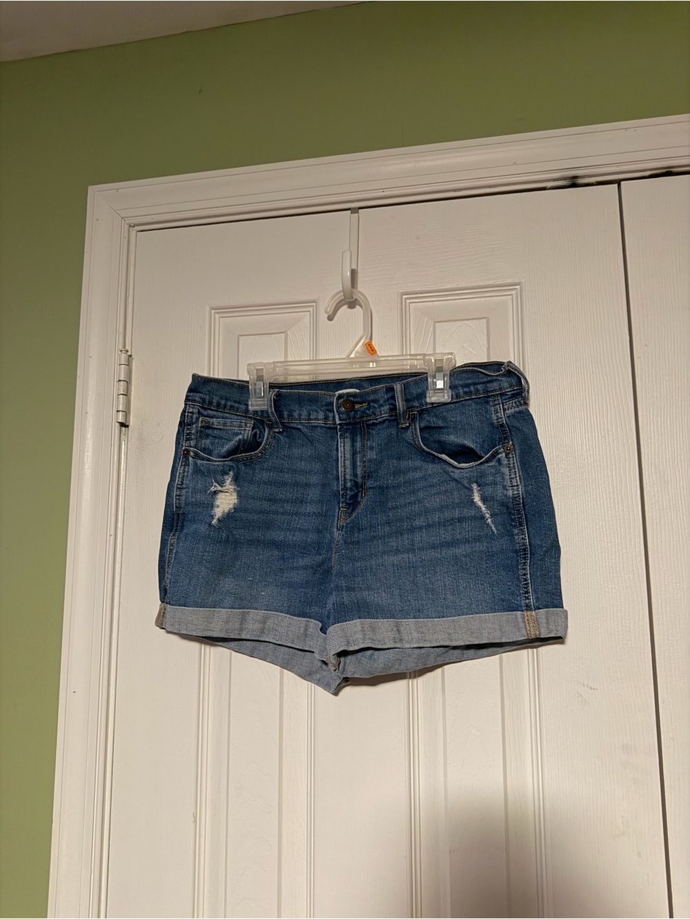 Old Navy Distressed Rolled-Hem Denim Shorts - Blue